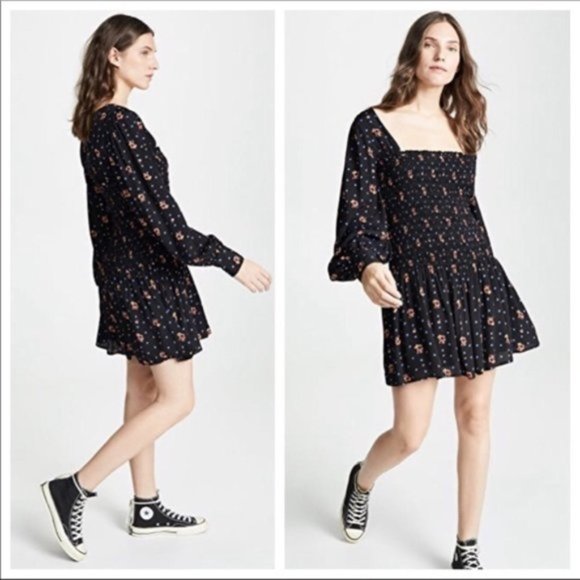 Free People Two Faces Black Mini Dress Small NWT - Picture 4 of 11
